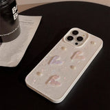 Qfdian Phone case for 13 iphone 15 pro max 15pro 13pro 11 15promax 14 12promax 12 3D pearl love light shell elegant anti-fall conque