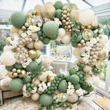 Qfdian  Sage Green Sand White Gold Balloons Garland Arch Kit Gold Confetti Latex Balloon Baby Shower Birthday Party Decoration Wedding