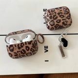 Qfdian fashion luxury transparent leopard print pattern black love heart Pendant for airpods 4 3 1 pro 2 soft silicone protection case