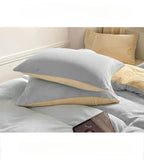 Qfdian  150x200cm Solid Color Warm Plush Duvet Cover 4-piece Bed Cover Pillowcase Set Soft Comfortable Children Bedding Article