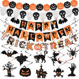 Qfdian  Halloween Party Decorations Set, Reusable Halloween Indoor Decorations Kit Including HAPPY HALLOWEEN Paper Banner for Home Deco