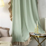 Qfdian  New Ruffled Cotton Linen Curtain Indoor Decorative Partition Floating Window Shade Minimalist Semi Blackout Versatile Sunblind