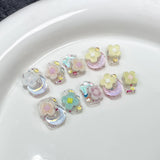 Qfdian  Size S Handmade Acrylic Press on Nails Short Square Round False Nails With Designs Ballet Sweet Cute Fake Nails With Glue