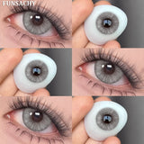 Qfdian  2pcs Color Brown Contact Lenses for Eyes Fashion Natural Gray Softlens Eye Makeup Contacts Yearly Cosmetic Color Lens