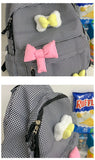 Qfdian Streetwear Travel Backpacks for Women Students Fashion All Match Trendy Schoolbags Sweet Y2k Aesthetic Plaid Kawaii Bow Backpack