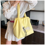 Qfdian  Korean Sweet Kawaii Bow Women's Handbags Drawstring Pleated Y2k Aesthetic Shoulder Bags Fashion Simple Casual Chic Underarm Bag