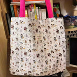 Qfdian  Sweet Kawaii Dog Print Canvas Underarm Bag High-capacity Cartoon Harajuku Shoulder Handbags Trendy Women Tote Bags Y2k Aesthetic