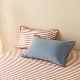 Qfdian  Striped Girls Flower Bedding Sets, Washed Cotton Bed Linens, Soft Quilt Cover Sheet Set, Simple Bedspread, Home Textiles