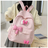Qfdian Streetwear Travel Backpacks for Women Students Fashion All Match Trendy Schoolbags Sweet Y2k Aesthetic Plaid Kawaii Bow Backpack
