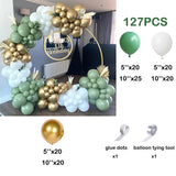 Qfdian  Sage Green White Gold Balloon Garland Arch Kit Green White Latex Balloons Birthday Baby Shower Gender Reveal Wedding Party Decor