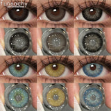Qfdian  1pair Bloom Black Contact Lenses for Eyes Natural Cosmetic Brown Gray Pupil Eye Lens Color Lens Fashion Beauty Yearly