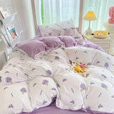 Qfdian  ‌Ins-style Class A ultra-soft double-layer yarn washed cotton 4-piece set, cute quilt cover, student dormitory single and double