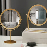 Qfdian  ‌Retro Dressing Table Makeup Mirrors Desktop Portable Rotating Vanity Mirror Metal Wrought Iron Makeup Mirror  Room Decoration
