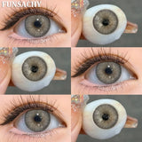 Qfdian  1 Pair Colorcon Eye Contact Lenses Natural Brown Gray Pupils for Eyes Cosmetics Yearly Blue Color Lens Green Softlens