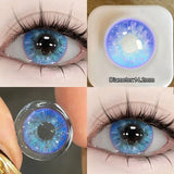 Qfdian Prussian Blue Color Contact Lenses Cosplay Softlens for Eyes Lenses Eyecontacts with Myopia