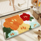 Qfdian  Non-Slip High-Absorbency Microfiber Bath Mat - Floral Plush Bathroom Rug, Thickened Fashionable Home Decor