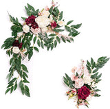 Artificial Wedding Arch Flowers Kit Boho Dusty Rose Blue Eucalyptus Garland Drapes for Wedding Decorations Welcome Sign