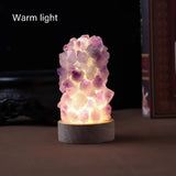 Qfdian  Crystal Wishing Lamp Natural Amethyst Tooth Flower Dim Light USB Interface with Switch Crystal Home Decorations Men Gift