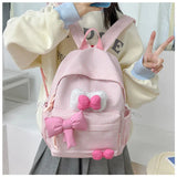 Qfdian Streetwear Travel Backpacks for Women Students Fashion All Match Trendy Schoolbags Sweet Y2k Aesthetic Plaid Kawaii Bow Backpack