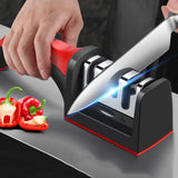 Qfdian 3-Segment Knife Sharpener Knife Sharpeners for Kitchen Knives Stainless Steel Three-Purpose Sharpening Stone for Kitchen Tools
