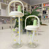 Qfdian  Cute Plastic Straw Water Bottle With Lid Large Capacity Leak Proof Coffee Juice Cups Boba Pearl Milk Tea Drinks Water Cup