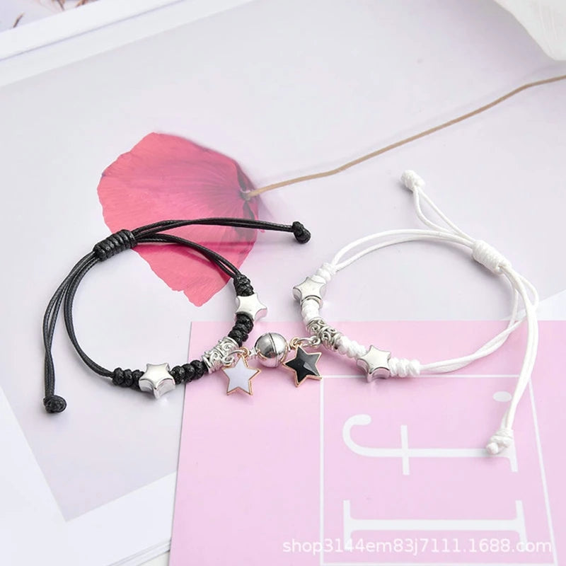2PC/Set Luminous Star Couple Bracelet Moon Heart Bracelet Creative Adjustable Lover Charm Bracelet Friendship Jewelry Gifts