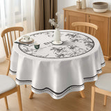 Qfdian  1PC New Simple Style Round Table Cloth Waterproof Oil-proof Anti-scalding Wash-Free PVC Table Cloth Scratch-resistant Durable