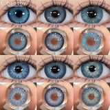 Qfdian 2pcs Blue Color Contact Lenses Natural Contact Lenses for Eyes Beautiful Eyes Lens Cosmetic Pupils Green Colored Lens