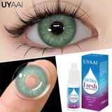 Qfdian 10ml Eye Drops Lenses Set 1 Pair Colored Contact Lenses for Eyes Beauty Pupils Rewetting Drops Health Care Blue Eye Lenses