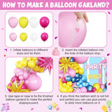 Qfdian  125Pcs Pink Yellow Blue Balloons Arch Set, for Student Bridal Shower Birthday Party Wedding Anniversary Christmas Decoration