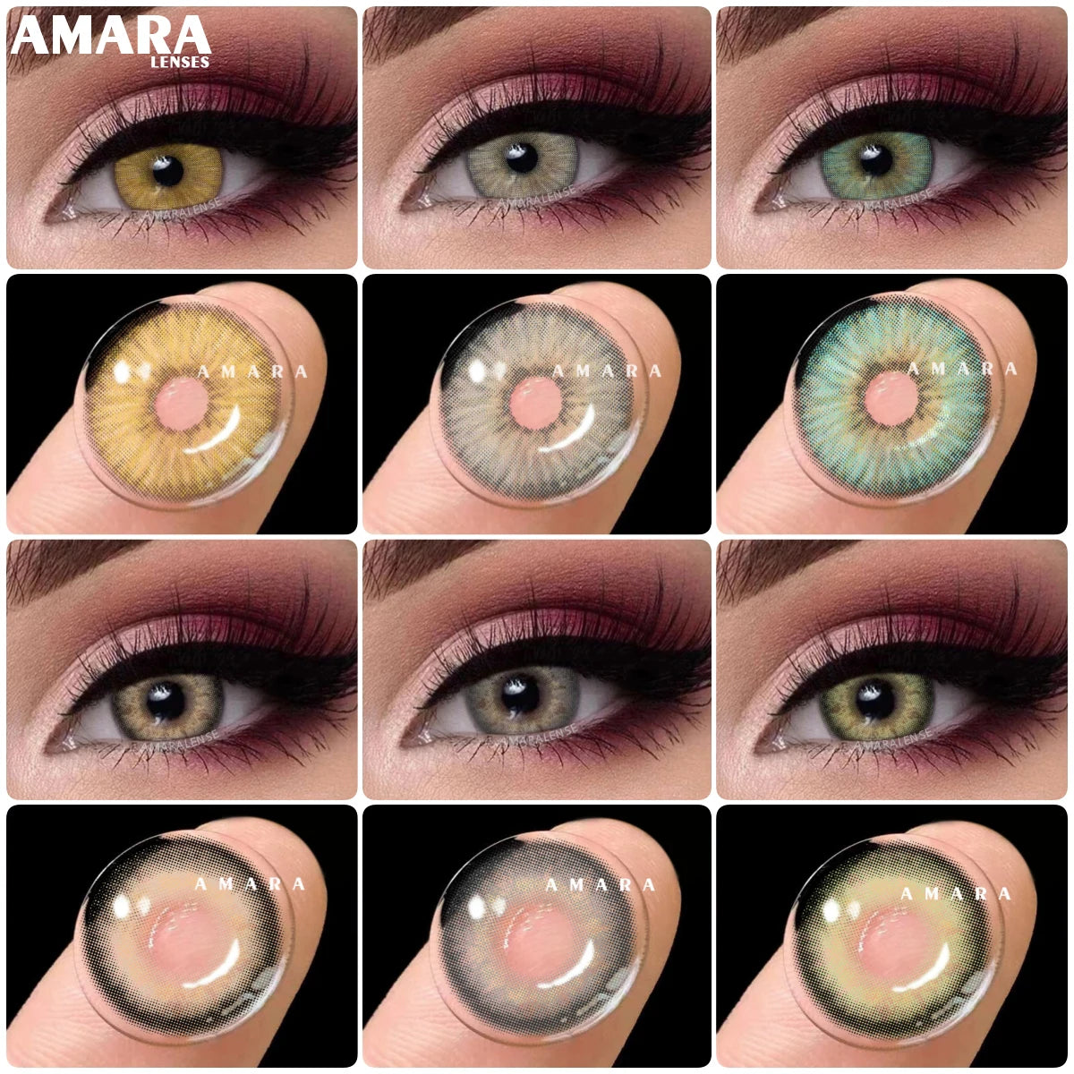 AMARA 1 Pair Colored Contact Lenses Natural Look Colorful Eyes Lenses Yearly Cosmetic Makeup Eye Green Contacts Lens Gray Lense