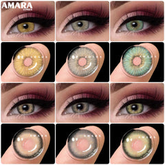 AMARA 1 Pair Colored Contact Lenses Natural Look Colorful Eyes Lenses Yearly Cosmetic Makeup Eye Green Contacts Lens Gray Lense