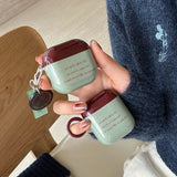 Qfdian Korean Cute Matcha Green Good Lucky Girl Soft Headphone Protection Cover For AirPods 1 2 3 4 Pro 2 3nd Generation Earphone Case