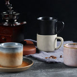 Qfdian  Retro Coarse Pottery Mug Creative Coffee Cups Saucer Set Restaurant Office Home Exquisite Afternoon Latte Ceramics Tea Cups Gift