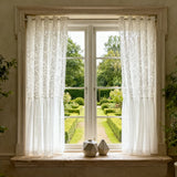 Qfdian  White Lace 3D Rose Curtains Splicing with Romantic Mesh Wrinkle Tulle Curtain for Bedroom Creative Wedding Background Decoration