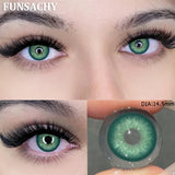 Qfdian  1 Pair Color Contact Lenses for Eyes Green Colored Lense Natural Eyes Contact Fashion Lenses Yearly Beauty Makeup Lens