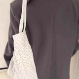 Qfdian Japanese Korean Ins Casual All Match Handbags Simple Dots Bow Office Lady Shoulder Bags Women Y2k Aesthetic Fashion Underarm Bag