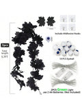 Qfdian  2pcs 40LED Artificial Fall Black Maple Leave String Light With Eyeball Battery Powered For Home Door Halloween Fireplace Decor