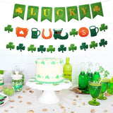 Qfdian  Green Hollow Lucky Irish Shamrock Clover Fabric Triangle Banner Flag St. Patrick’s Day Party Shamrock Garland Hanging Decoration