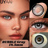 Qfdian  1 Pair Colored Contact Lenses Natural Brown 14.5mm Big Eyes Contacts Cosmetics Green Eye Color Lens Gray Lens Women Makeup