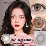 Qfdian  2pcs Colored Contact Lenses Brown Eyes Lenses Gray Lenses Blue Pupils Natural Eye Lens Colored Contacts Eye Cosmetics