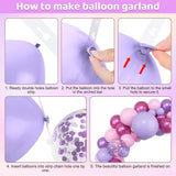 Qfdian  Pink Purple Balloon Garland Arch Kit Metal Purple Pink Balloons Purple Confetti Balloons Wedding Bridal Shower Party Decorations