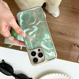 Qfdian Blue water-wave motting summer fundas for iphone 14pro 12 13 15promax 15 15pro 14 pro max 13pro 12pro ilvery frame phone case