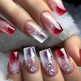 Qfdian 24pcs Mid-length French False Nails Leopard Print Gradient Design Fake Nail Ballet Datachable Press on Nails Finished Manicure