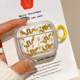 Qfdian  Gold Foil Glitter Snake Earphone Case For Apple AirPods 4 3 2 1 Pro 2nd Wireless Bluetooth Charging Box Headset Protective Cover