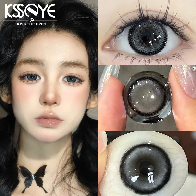 Qfdian 2PCS New Product Colored Contact Lenses Myopia Degree Korean Lenseses Soft Lens Eye Beauty Pupil ﻿Black Brown Lense ﻿