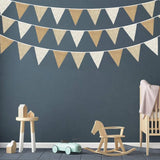 Qfdian  Rustic Boho Birthday Burlap Banner Triangle Pennant Flag Linen Bunting for Birthday Wedding Baby Shower Camping Decorations