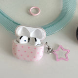 Qfdian  Cute Pink Star Soft Silicone Earphone Case For Apple AirPods 1 2 3 4 Pro Pro 2 Shockproof Protection Cover Coque With Pendant
