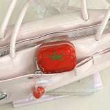 Qfdian  Niche cute semi-transparent tomatoes are suitable for airpods 4th generation bluetooth headset case 2nd/3rd generation