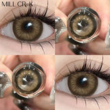 Qfdian 1 Pair Contact Lenses With Degree Large Diameter Myopia Cosmetic Natural Color Brown Lense Beauty Pupil